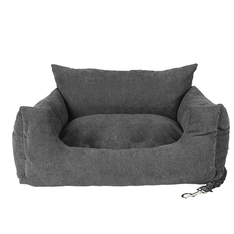 Skylos Pet Car Booster Seat Dog Protector Portable Travel Bed Removable Grey L