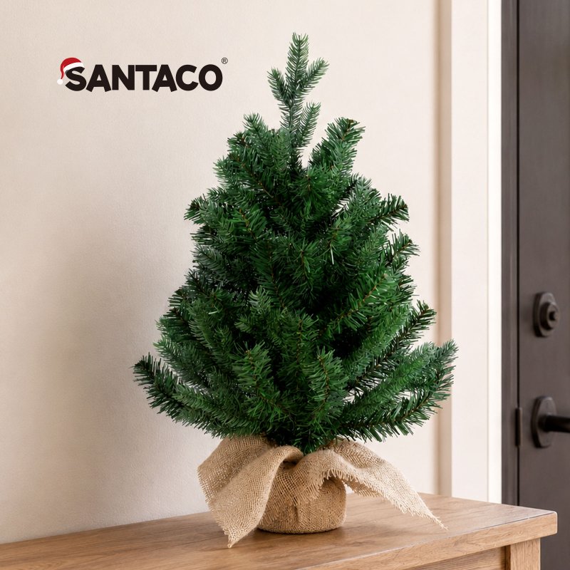 Santaco Christmas Tree Xmas Spruce Cement Base 75 PVC Tips Tabletop Indoor Green