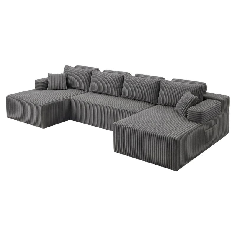 Levede Modular Sectional Sofa U Shaped Memory Foam Corduroy Boneless Couches
