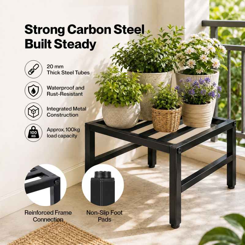 Levede Plant Stand Outdoor 3 Piece Set Carbon Steel Patio Garden Decor Black