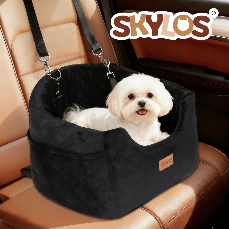 Skylos Dog Booster Car Seat Safe Puppy Travel Carrier Bed Bag Basket Pet Black