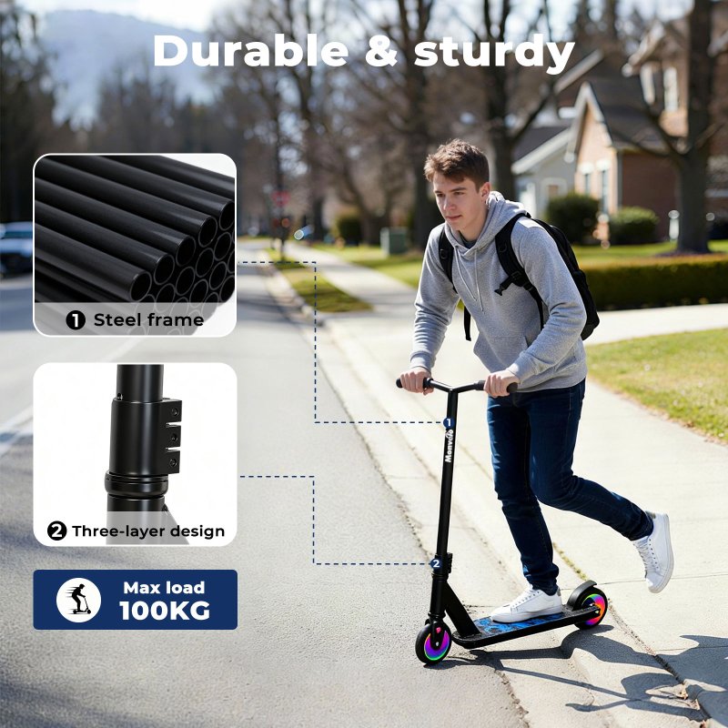Monvelo Stunt Scooter Aluminium Deck Alloy Core Wheels
