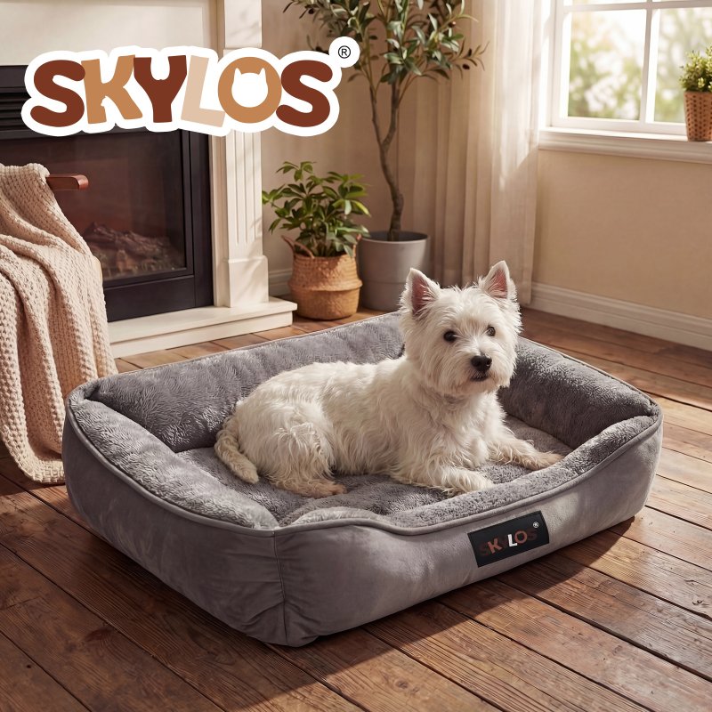 Skylos Orthopedic Dog Bed Soft Arctic Velvet Small Pet Bed Mattress Anti-Slip