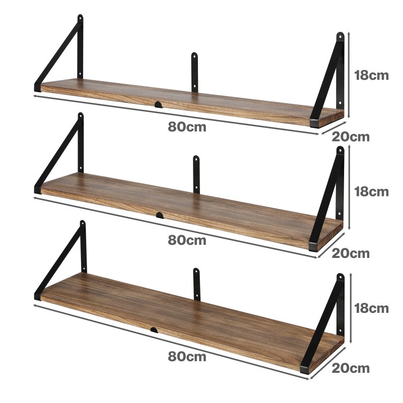 Levede Floating Shelves Wall Mounted Book Shelves for Wall Set of 3 Natural