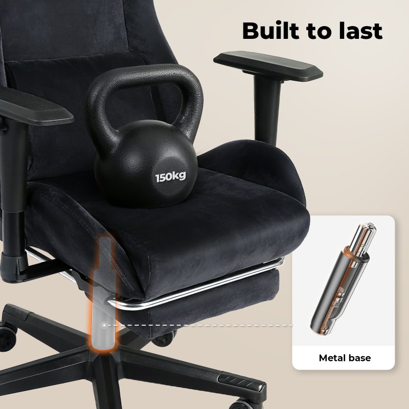 Levede Office Desk Chair Gaming Recliner Adjustable Height with Footrest Black