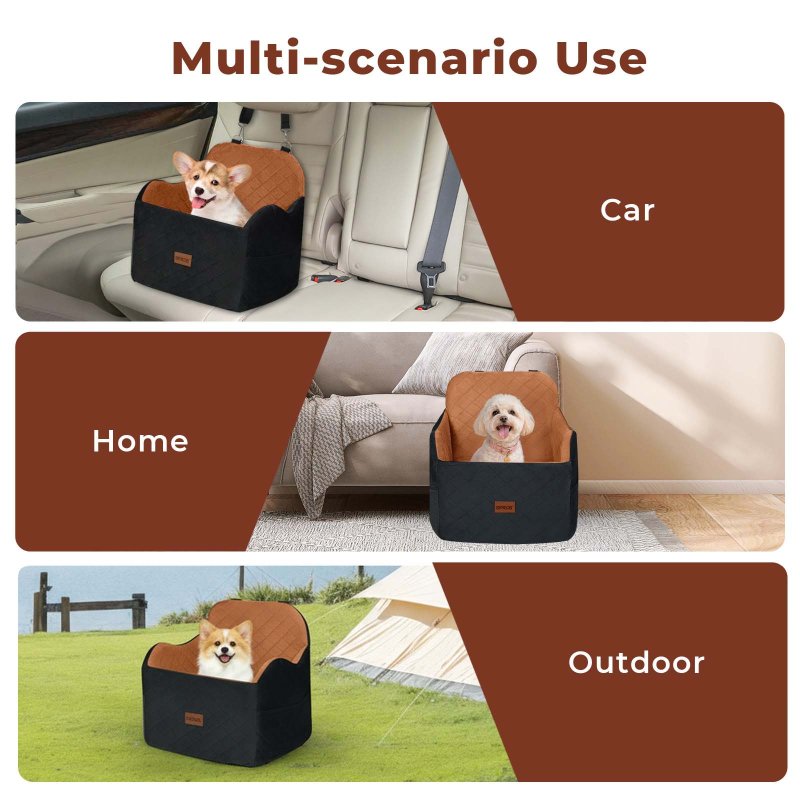 Skylos Dog Booster Car Seat Portable Pet Puppy Travel Carrier Bed Basket Brown