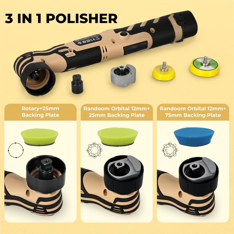 Traderight Cordless Car Polisher Buffer Mini Polishing Machine Dual Action 12V