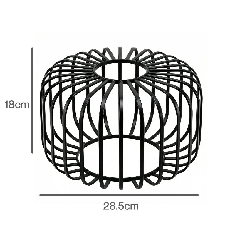 Emitto Industrial Ceiling Pendant Light Shade Black Metal Cage Lamp Shade 28.5cm