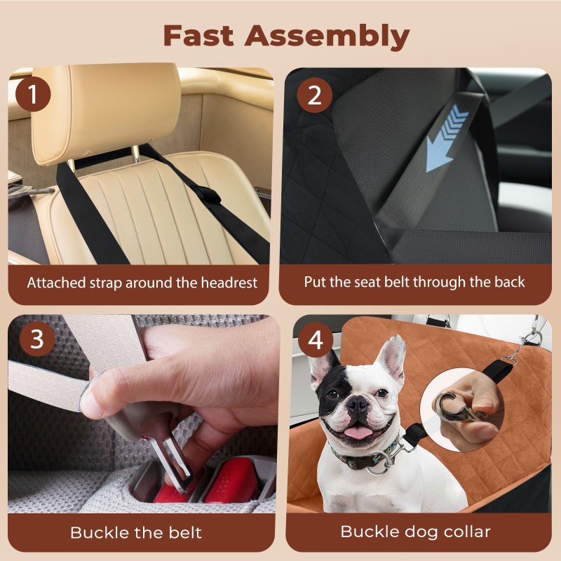 Skylos Dog Booster Car Seat Portable Travel Carrier Bed Basket Pet Puppy Brown