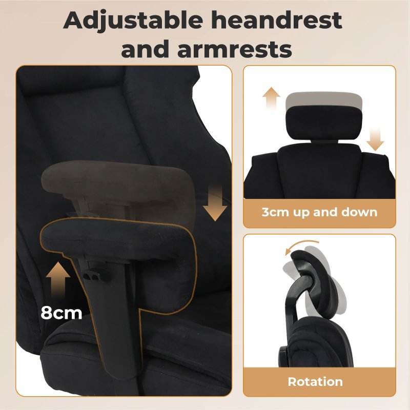 Executive Ergonomic Office Chair Suede Fabric Wide Seat 155?? Recline Footrest
