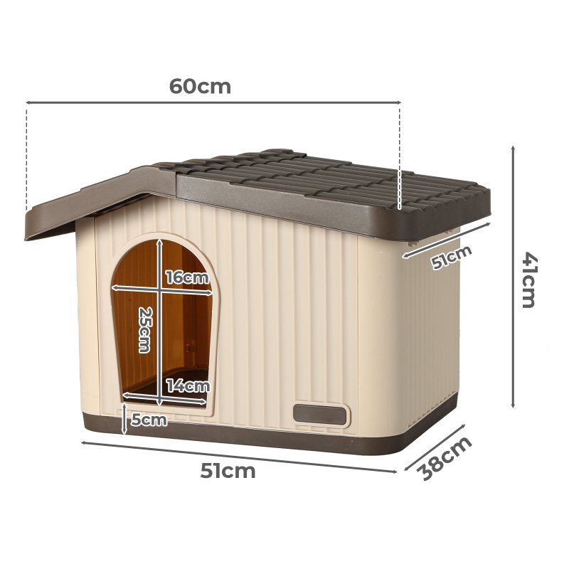 Skylos Plastic Dog House Pet Kennel Shelter for Small Medium Dogs Indoor Outdoor