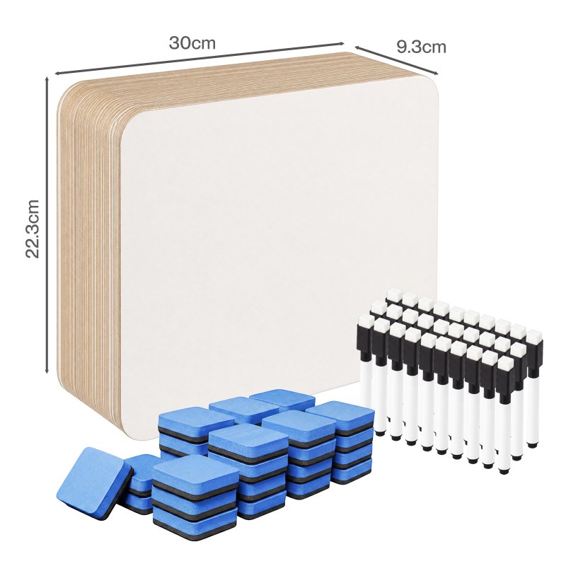 Levede Mini Whiteboard 30 Pack White Boards With Pens Erasers Classroom White