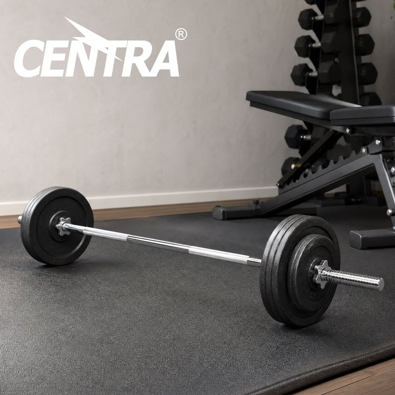 Centra 2'' Olympic Barbell Bar 5ft Weight Lifting Gym Training Bar Spring Clips