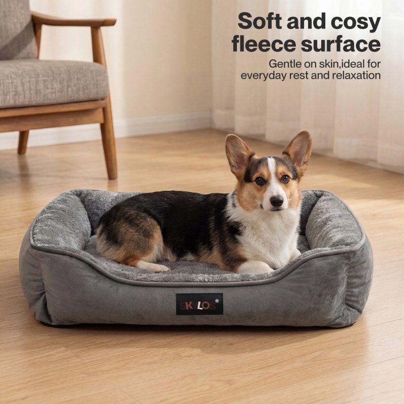 Skylos Orthopedic Dog Bed Large Soft Arctic Velvet Pet Bed Mattress Anti-Slip