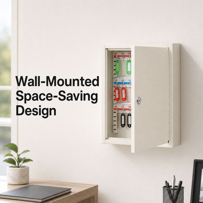 Levede Key Safe Cabinet 42-Key Steel Wall Mounted Lock Box With Labels White