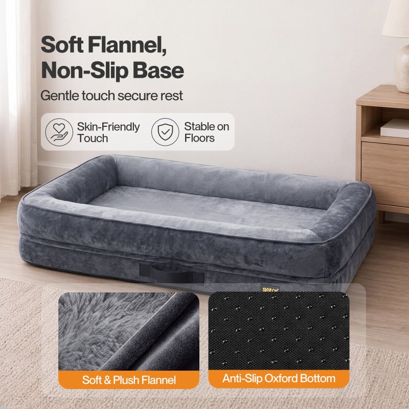 Skylos Large Dog Bed Orthopedic Support Sofa For Joint Relief Washable Grey