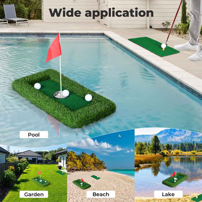 Centra Floating Golf Green Mini Mat Set Putting Turf Pool Water Outdoor 60x30CM