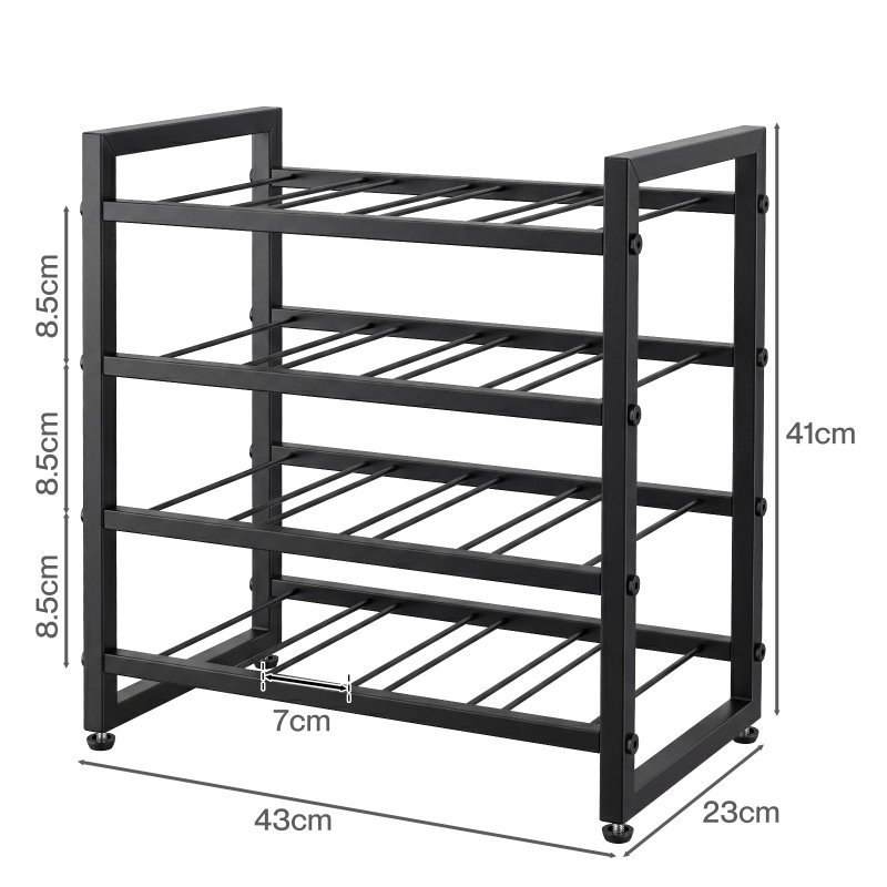 Levede 16 Bottle Wine Rack Countertop Wine Storage Organiser 4 Tier Metal Black