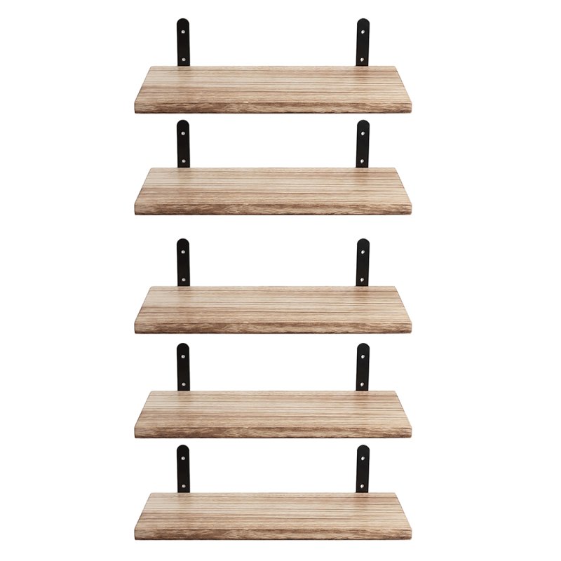 Levede Floating Shelves Wood Wall Mounted Shelf Rustic Set of 5 Light Brown