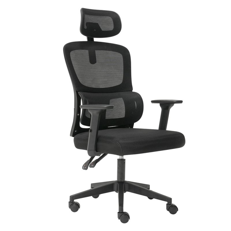 Office Computer Chair Mesh Ergonomic Lumbar Support Swivel with Armrest Headrest