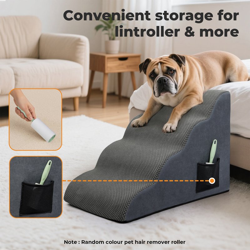 Skylos 4-Step Pet Stairs for Bed Sofa High Density Foam Dog Ramp Non-Slip Ladder