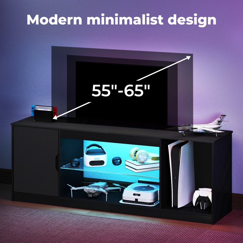 Levede TV Stand Entertainment Unit TV Cabinet Stand Storage with LED 140cm Black