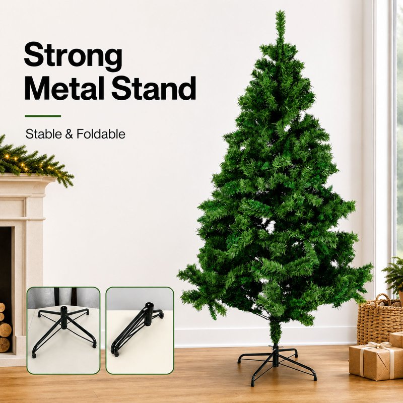 Santaco Christmas Tree 2.1m 797 PVC Tips Metal Base Xmas Decor Indoor Green