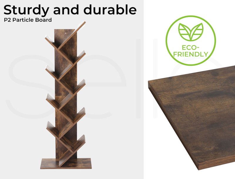 Levede Bookshelf Tree Bookcases Book Storage Wooden 8 Tier Home Display Stand