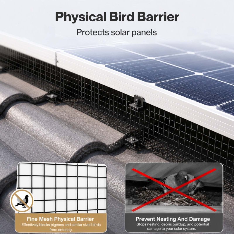 Mountview Solar Panel Bird Mesh PVC Coated Black 30M Roof Guard For Pigeons