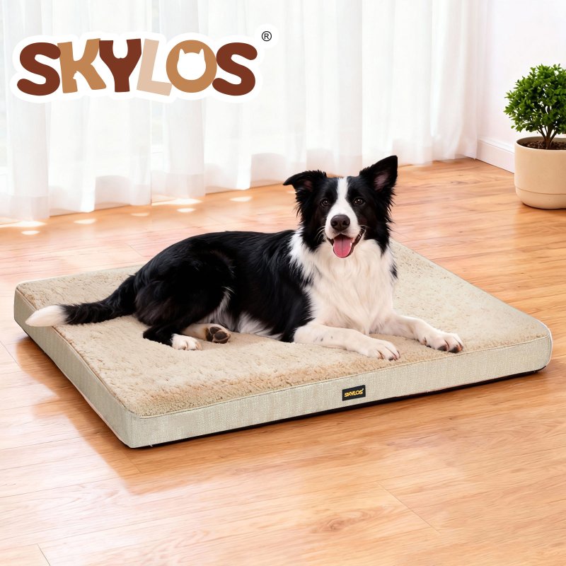 Skylos Pet Bed Large Washable Dog Cushion Crate Mattress Non Slip 90x60cm Soft