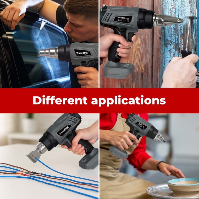 Traderight For 21V Battery Hot Air Gun Cordless Electric Heat Gun with 5 Nozzles