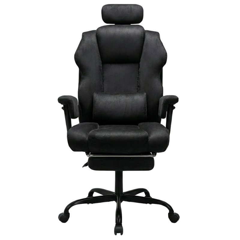 Executive Ergonomic Office Chair Suede Fabric Wide Seat 155?? Recline Footrest