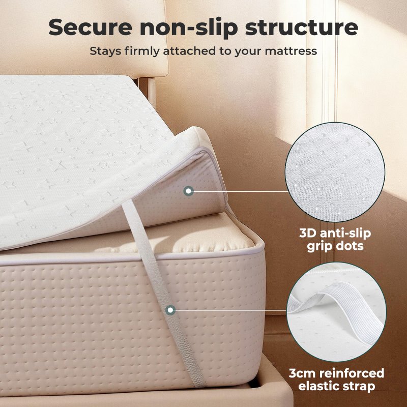 Lavio King Mattress Topper Memory Foam 5cm Bamboo Charcoal Washable Non Slip