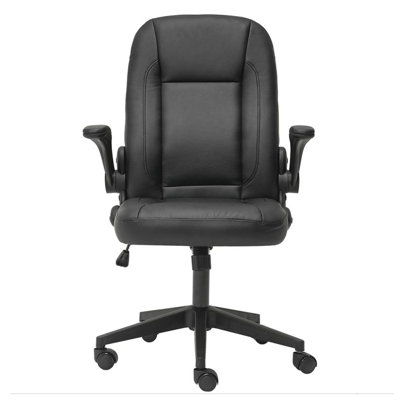 Ergonomic Office Computer Chair PU Leather Swivel Recliner with Flip-Up Armrests