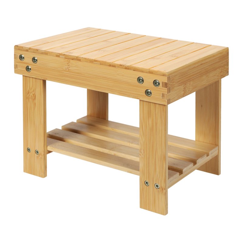 Levede Bamboo Stool Footrest Bathroom 2-Tier Shower Stool Bench Shoe Rack Seat