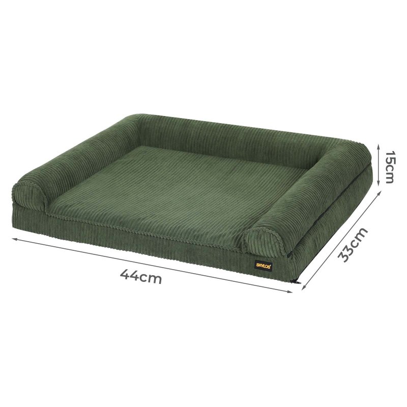 Pet Bed Orthopedic Small Dog Washable Waterproof Corduroy Wear Resistant Green