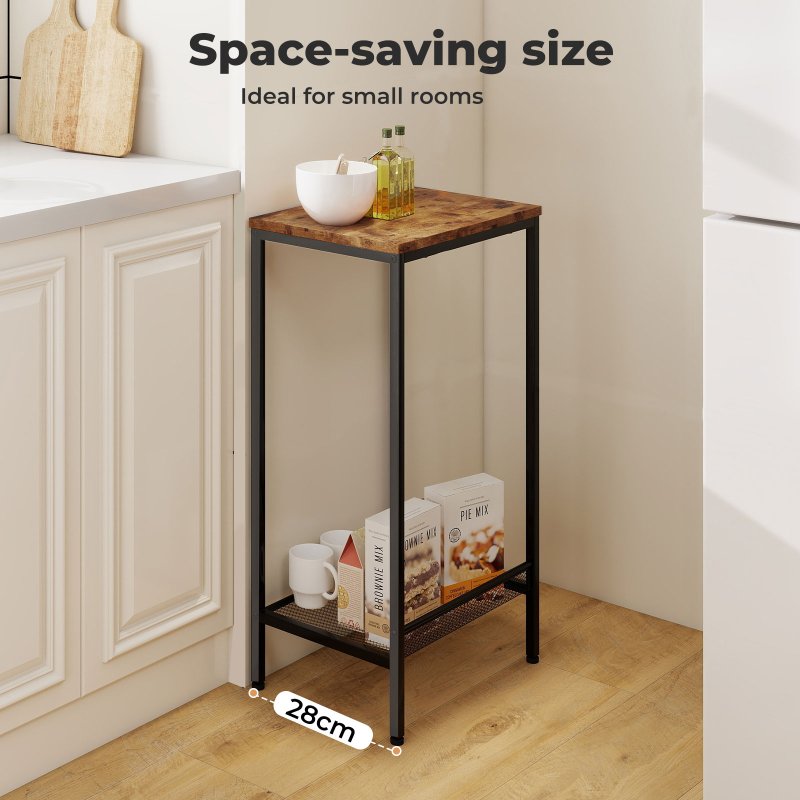 Levede Industrial Side Table Wood 2-Tier Storage Shelf End Table for Living Room