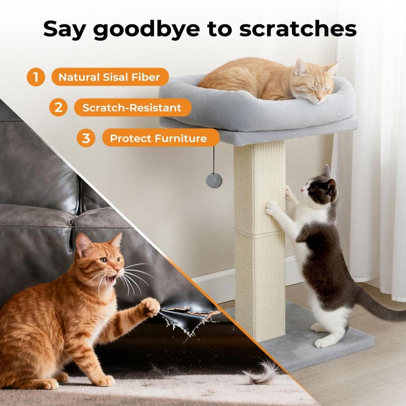 Skylos 71cm Cat Tree Cat Scratching Post Climbing Tower with Kitten Bed Toy