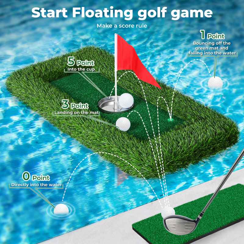 Centra Floating Golf Green Mini Mat Set Putting Turf Pool Water Outdoor 60x30CM