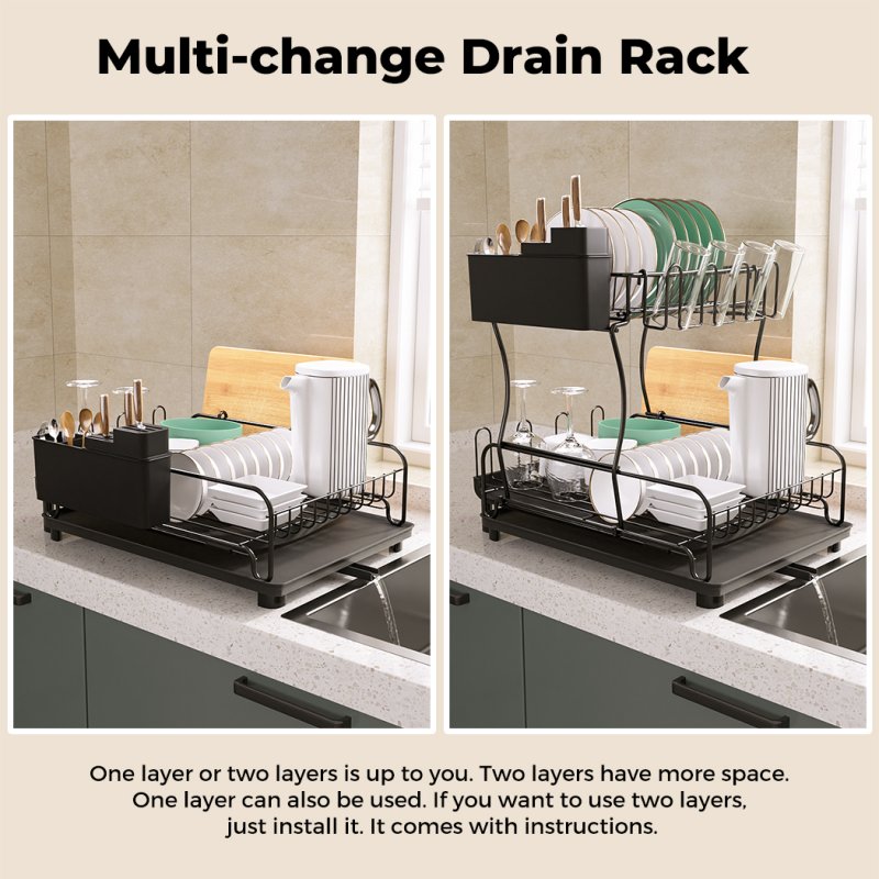 TOQUE Kitchen Dish Drainer Rack Extendable