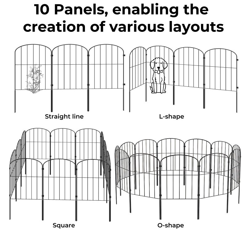 Levede 10 Pack Animal Barrier Metal Decorative Garden Fence Outdoor Pet Border