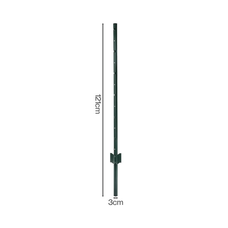 Metal Fence Posts 4Ft 10Pc Set U Shape Powder Coated for Garden Boundary Green