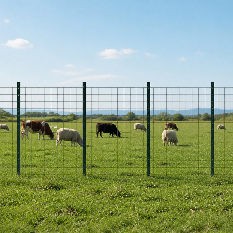 Metal Fence Posts 3Ft 10Pc Set U Shape Powder Coated for Garden Boundary Green