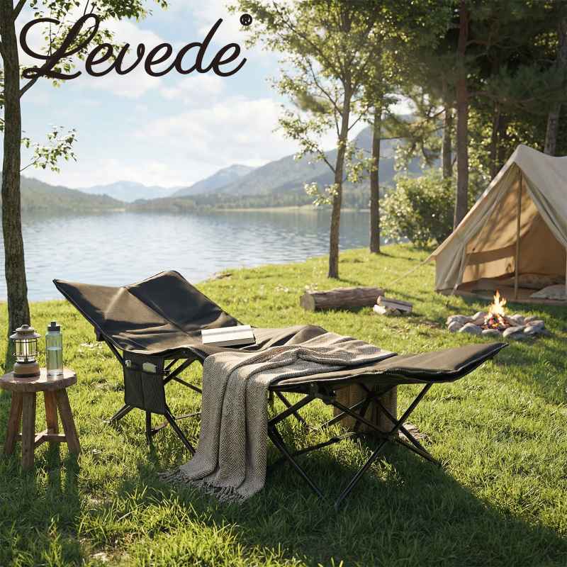 Levede Camping Cot Heavy Duty Travel Folding Camping Bed with Mattress Portable