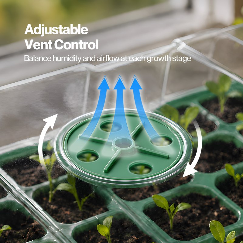 TOQUE Seed Trays 5Pc Clear View With Lids 40 Cell Propagators For Plants Green
