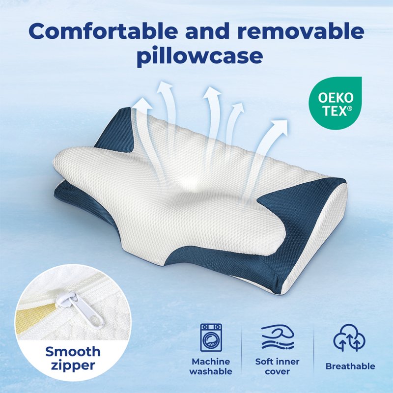 Lavio Cervical Contour Memory Foam Pillow Side Sleeper for Neck Pain Relief