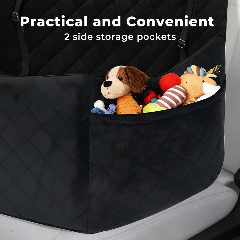 Skylos Dog Booster Car Seat Travel Carrier Bed Basket for Pet up to 55lbs Black