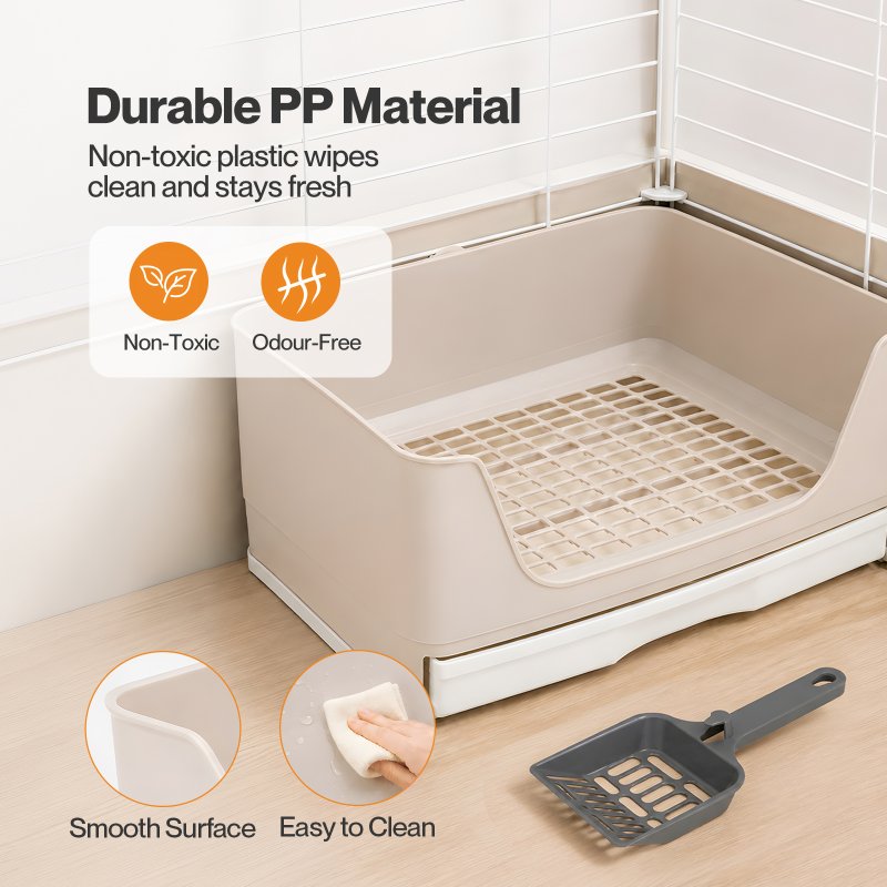 Skylos Rabbit Litter Tray Drawer Box Easy-Clean Secure for Indoor Cage Use Brown