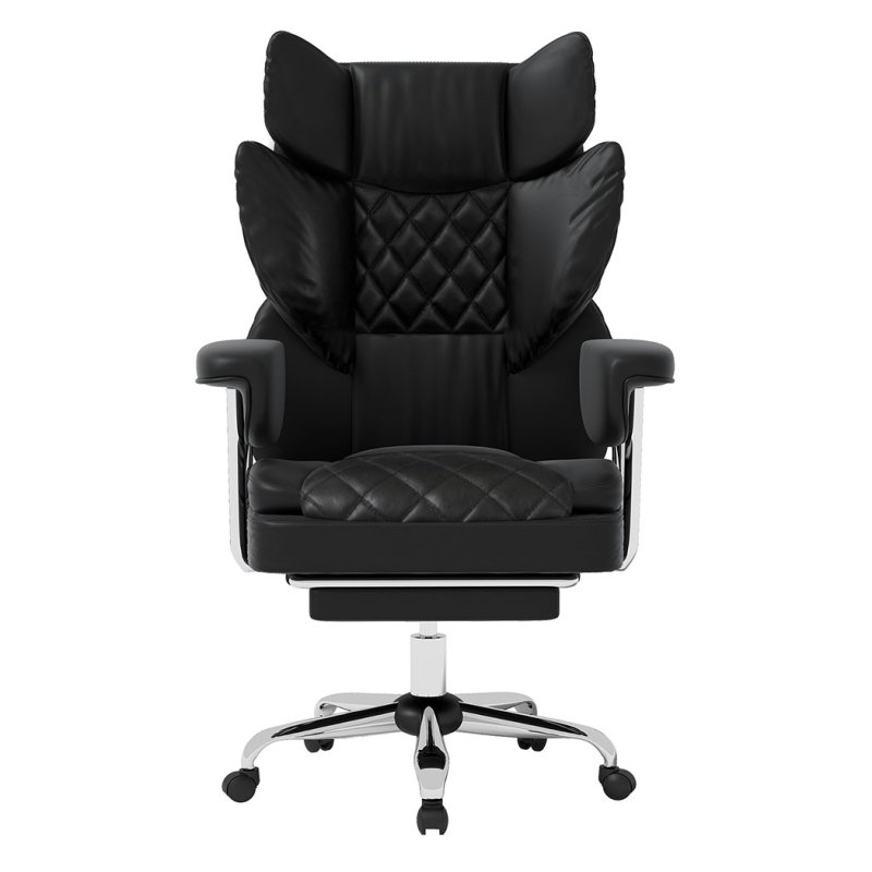 Levede Office Desk Chair Big and Tall for Heavy People with Footrest PU Black