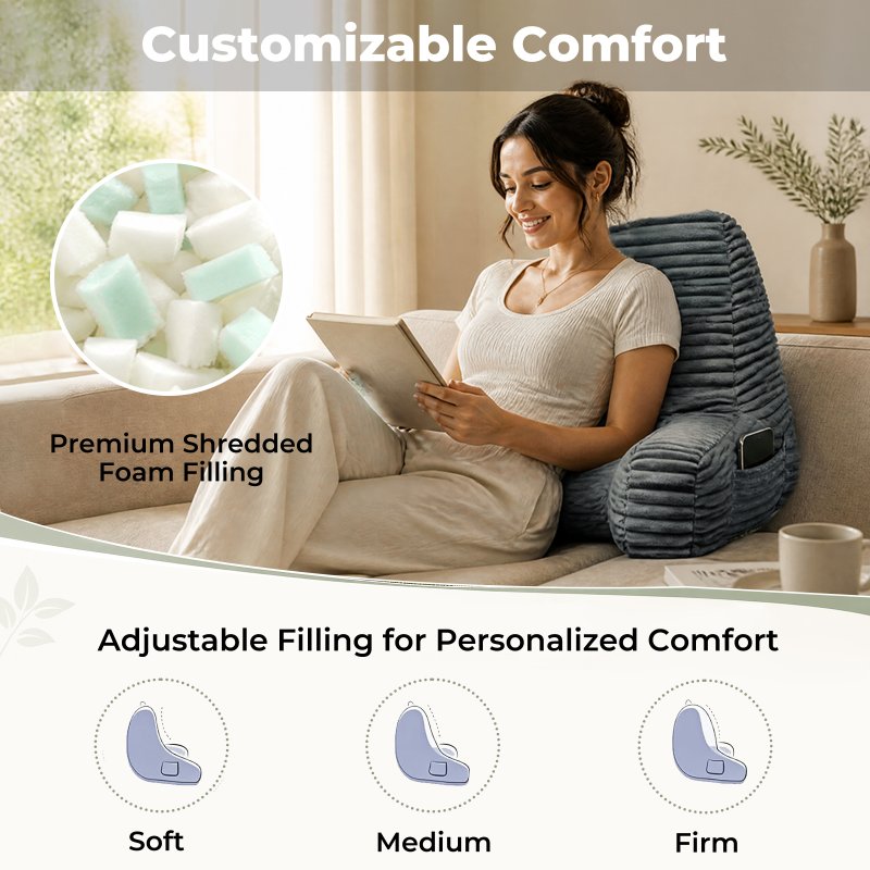Lavio Reading Bed Rest Pillow with Wrist Support